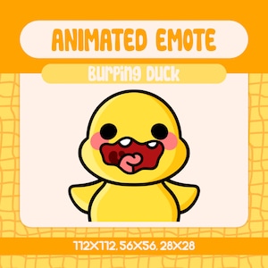 Kawaii Burping Duck Animated Emote for Twitch and Discord, Funny Yellow Duck with Open Mouth Reaction, Goofy Stream Moment Emote for Fun