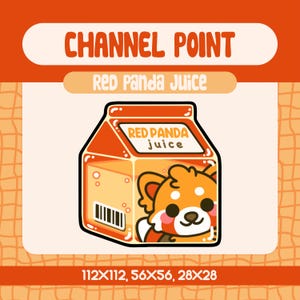 Roter Panda Saftkarton Twitch Emote, Kanalpunktebelohnung für Gemütliche und Chillige Tier-Teiler