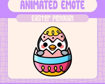 Kawaii Easter Penguin Animated Emote Spring Egg Reaction
