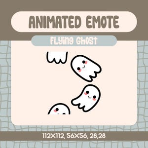 Emote animata di Flying Ghost Twitch, emote spettrale e divertente per gli streamer, streaming perfetti a tema Halloween e horror, animazione di alta qualità
