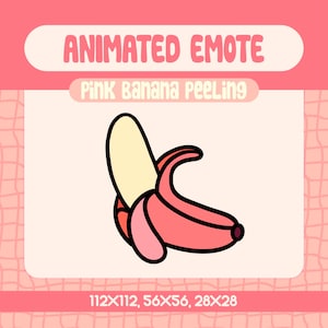 Pink Banana Peeling Animated Emote for Twitch and Discord, Funny Food Emote for Playful and Quirky Streams