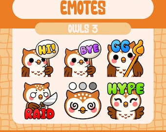 Kawaii Eule Emotes Pack für Twitch, Discord