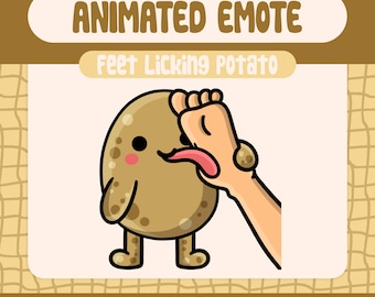 Kawaii Food Themed Feet Licking Potato Animated Emote For Twitch And Discord, Cute and Funny Spud Animation For Streams