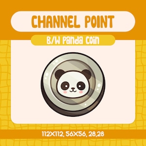 Puntos de canal de moneda de Panda gris para Twitch y Kick, puntos de canal de emoticones de Panda de Twitch, emoticón de moneda, puntos de canal de Twitch