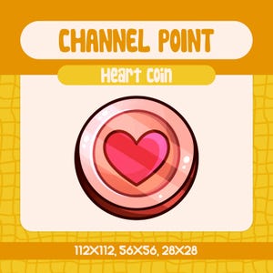 Kawaii Heart Coin Channel Point Icon for Twitch, Adorable Pink Love Emote for Streamers, Cute Heart Reward