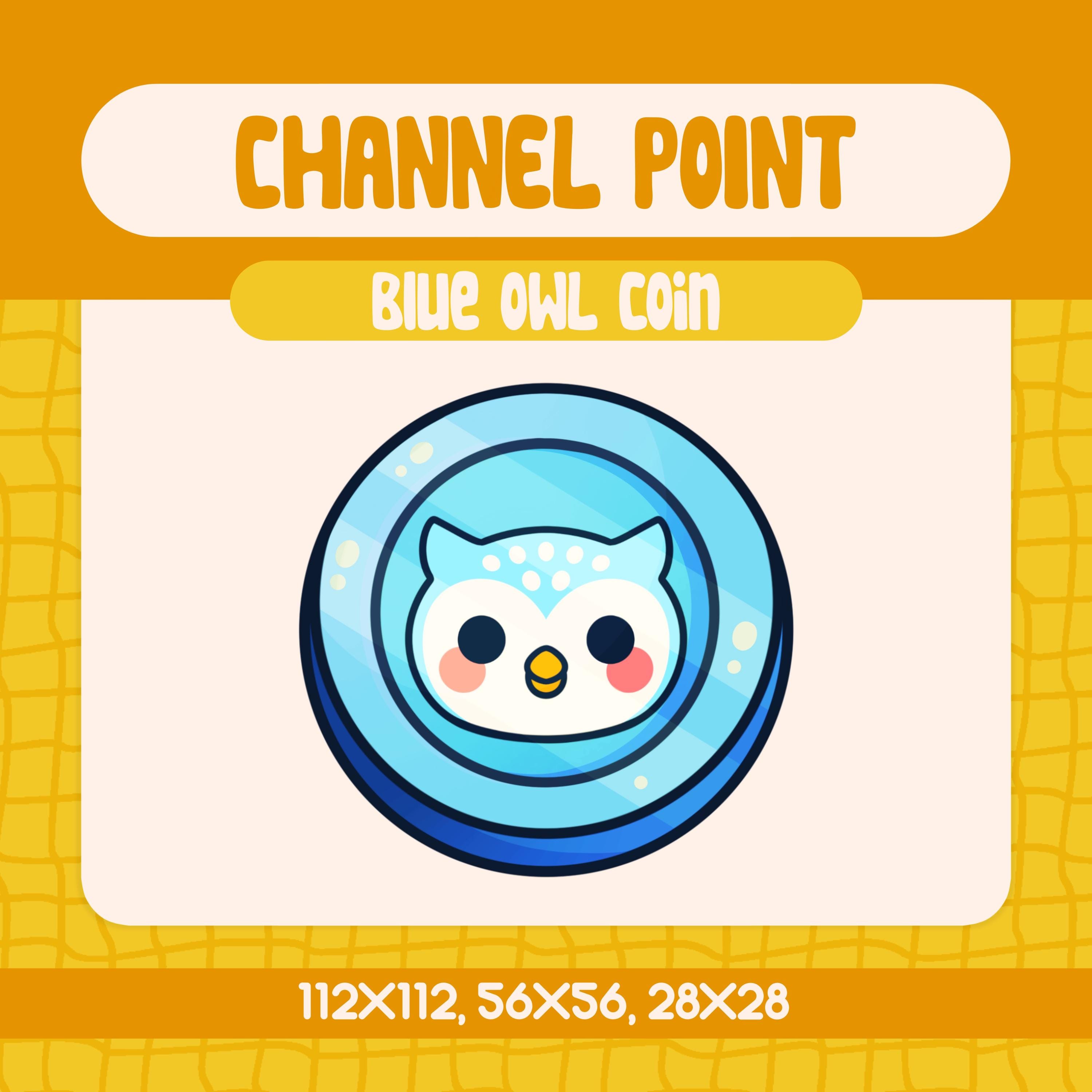Kawaii Blue Owl Coin Channel Point, Twitch Emote (Digital Download)