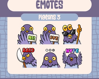 Kawaii Taube Twitch Emote Pack, lustige Streamer Emotes
