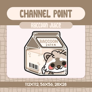 Kawaii Waschbär Juice Channel Point Emote für Twitch Streamer, niedliches Tier Karton Belohnung Gemütlicher Wald Twitch Theme