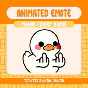 Kawaii Middle Finger Goose Animated Emote for Twitch and Discord, Funny White Duck Reaction for Bold Stream Moments and Edgy Chat Reactions