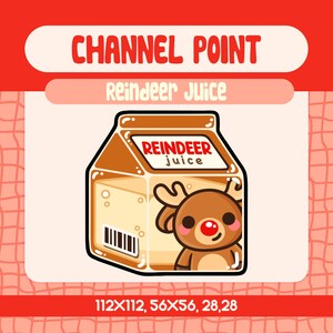 Kawaii Reindeer Juice Carton Milk Channel Point Icon for Twitch, Cute Xmas Drink Reward Icon, Funny Red Nose Christmas Holiday Stream Emote