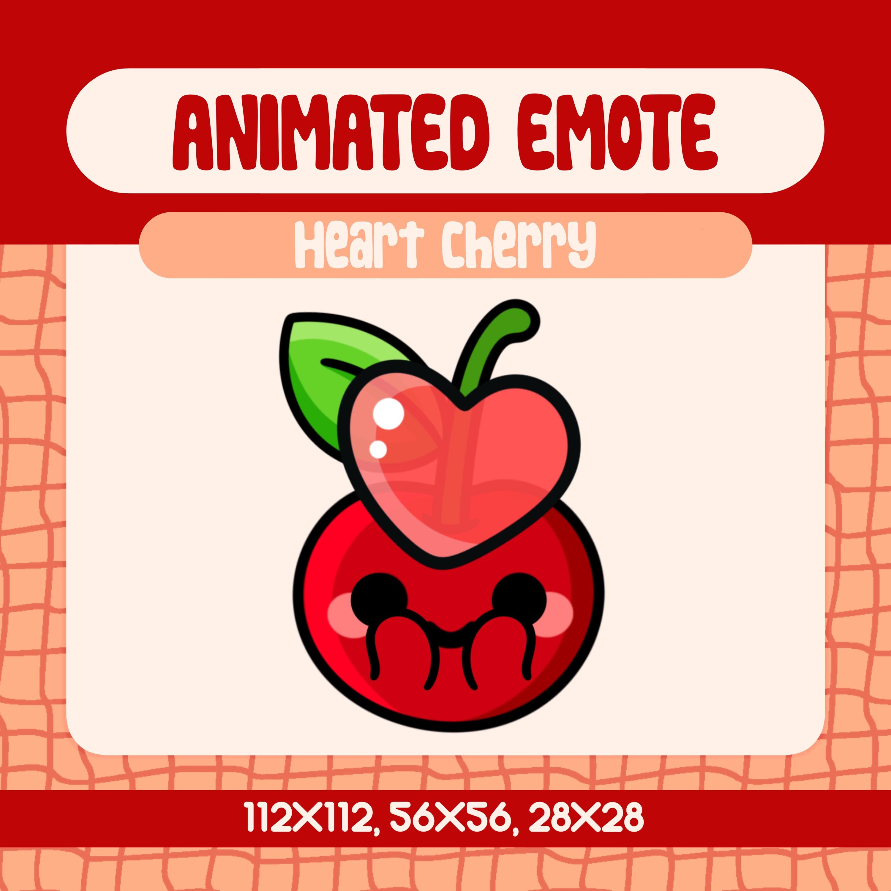 Kawaii Heart Cherry Animated Emote for Twitch and Discord (digital ...