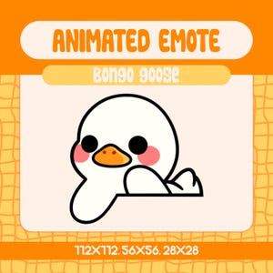 Kawaii Bongo Goose Animated Emote for Twitch and Discord, Cute White Duck Reaction Drumming with Cozy Funny Style for Streamers and Viewers