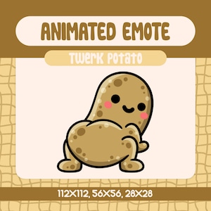 Funny Kawaii Twerking Potato Animated Emote for Twitch, Cute Twerk Potato Emote for Streamers and Discord Fun