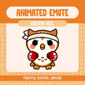 Kawaii Boxing Owl Animated Emote for Twitch, Fighting Cute Owl Rage Emote for Stream Reactions