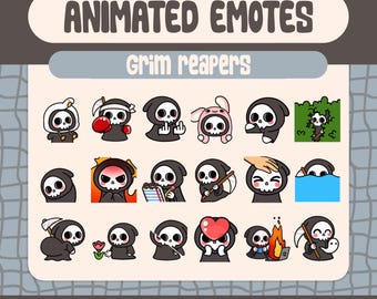 Kawaii Grim Reaper Animated Emote Set, Spooky Twitch Discord Streamer (Digital Download)