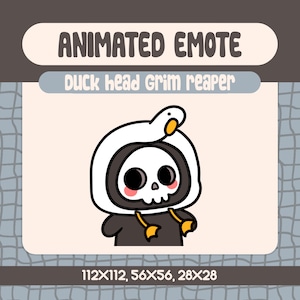Kawaii Duck Head Grim Reaper Animated Emote for Twitch and Discord, Wiggle Skeleton Fun for Halloween and Spooky Season Streams