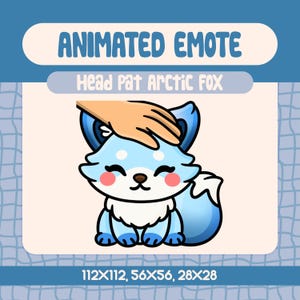 Head Pat Arctic Fox Animated Emote for Twitch and Discord, Adorable Blue Fox Being Patted, Frosty Emote for Cozy Stream Reactions