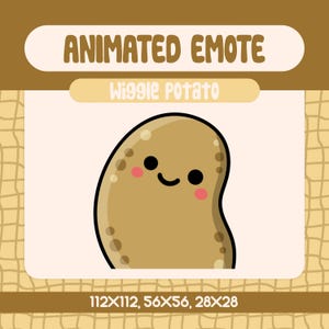 Kawaii Wiggle Potato Animated Emote For Twitch And Discord, Cute Spud Animation For Food Loving Streams