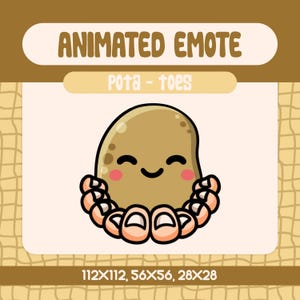 Kawaii Potato Toes Animated Emote for Twitch and Discord, Funny Potato Feet Emote for Fun and Quirky Streams