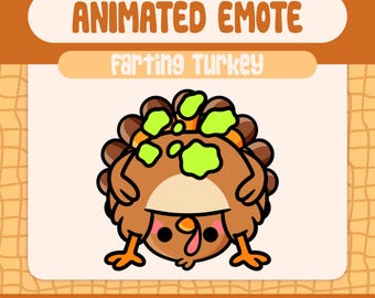 Kawaii Farting Turkey Animated Emote for Twitch Stream Thanksgiving Fun
