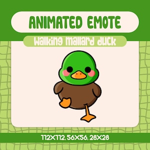Kawaii Walking Mallard Duck Animated Emote for Twitch and Discord, Funny Green Duck March Emote for Silly Reactions and Chill Stream Moments