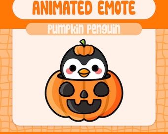 Kawaii Halloween Pumpkin Penguin Animated Emote