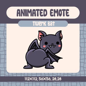 Emote "Twerking Bat" per Twitch, Emote "Spooky Season" con un simpatico pipistrello vampiro che twerka, Emote divertente di Halloween per gli streamer.