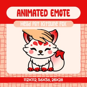 Red Kitsune Fox Head Pat Animated Emote for Twitch, Cute Petting Reaction Emote for Calm and Cozy Streaming Moments