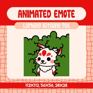 Lurking Kitsune Fox Animated Emote for Twitch, Cute Red Fox Watching Reaction Emote for Quiet and Sneaky Stream Moments