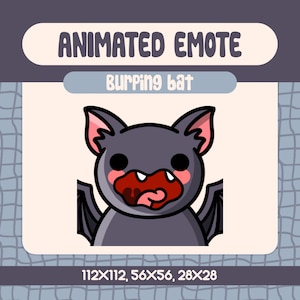 Burping Bat Animated Emote for Twitch and Discord, Kawaii Vampire Bat Emote for Halloween, Spooky Season Streams and Funny Reactions
