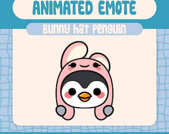 Kawaii Bunny Hat Penguin Animated Emote