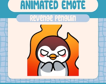 Kawaii Revenge Penguin Animated Emote Angry Fire Reaction