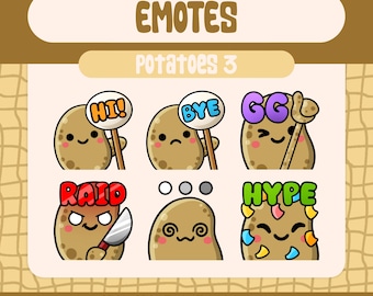 Kawaii Gamer Kartoffel Emote Paket, Twitch and Discord (PNG, digitaler Download)