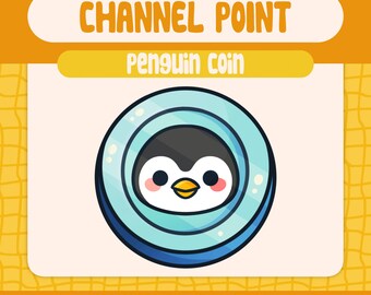 Kawaii Blue Penguin Coin Channel Point for Twitch, Cute Winter Penguin Coin Reward with Icy Blue Finish for Fun Streamer Channels