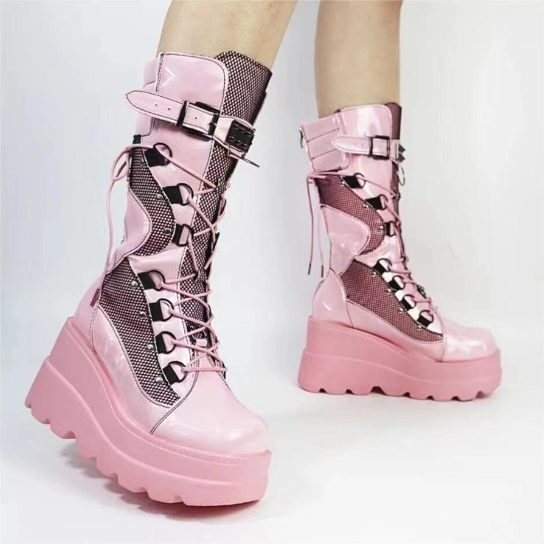 Punk Boots Y2K Boots Gothic Boots Knee High Boots Emo Boots Etsy