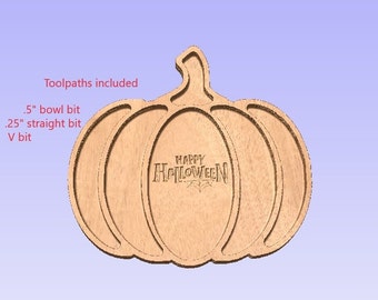 CNC Pumpkin Dish Digital File Pumpkin Tray Happy Halloween Svg, Dxf, Pdf, Ai and Crv