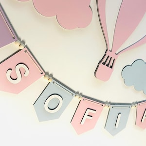 Guirnalda de madera con nombre, decoración de baby shower, pancarta para habitación de bebé, decoración de pared, pancarta con nombre para niños