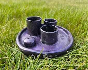 Porta incienso de arcilla de secado al aire hecho a mano / Decoración de altar bohemia para meditación