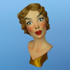 Manichino Mannequin Cappello Testa Art Deco anni &#39;30 Art Nouveau Moda Busto Design proprio PLA 3D Dipinto a mano Retro Marilyn Monroe Vecchia Hollywood