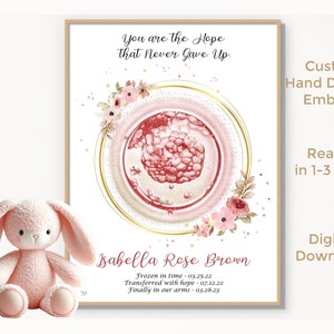 Personalized Embryo Art, Custom IVF Drawing, Original Hand Drawn, Pregnancy Gift, Nursery Wall Art Print, Baby Shower Gift