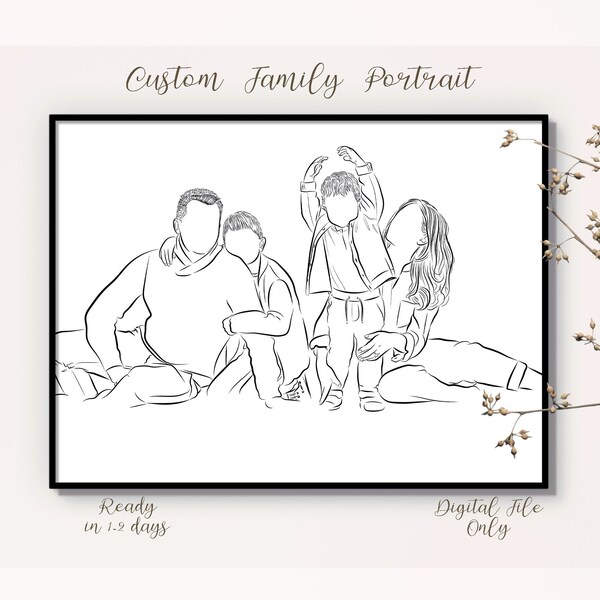 Custom Line Drawing From Photo, Faceless Portrait Print, Sketch from photo, Soulmate Gift, Custom tattoo design, Personalized Gift