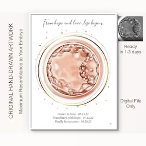 Cuadro personalizado de embriones de FIV, regalo de embarazo personalizado, arte mural para habitación infantil, decoración para baby shower