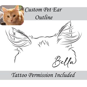 Benutzerdefinierte Katzenohren • Minimalistisches Tattoo-Design • Laser-Gravur • Cricut Pen • Haustier Verlust Geschenk • Katzenmama Geschenk • Haustier Gedenkstätte