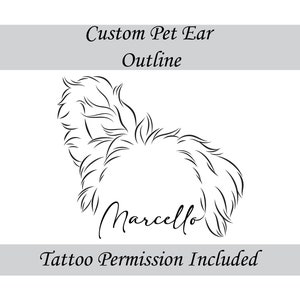 Dog Ear Outline Custom Tattoo Design Pet Ear Drawing Pet Loss Gift Personalized Dog Mom Gift Pet Ear Line Art Pet Memorial Tattoo SVG File