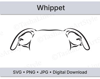 Whippet Dog Ears SVG | Minimal Line Art Dog Ear Design | Digital Download