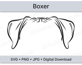 Boxer Dog Ears SVG | Minimal Line Art Dog Ear Design | Digital Download