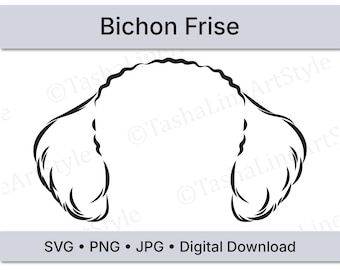 Bichon Frise Dog Ears SVG | Minimal Line Art Dog Ear Design | Digital Download