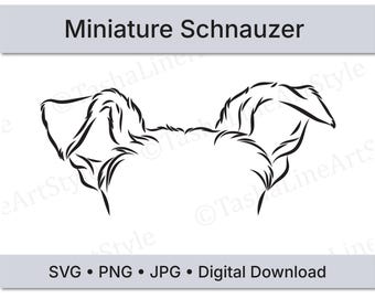 Miniature Schnauzer Dog Ears SVG | Minimal Line Art Dog Ear Design | Digital Download