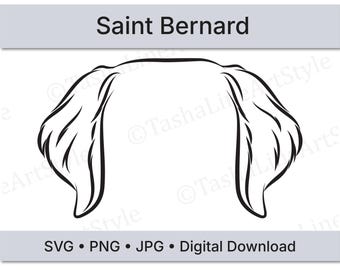 Saint Bernard Dog Ears SVG | Minimal Line Art Dog Ear Design | Digital Download