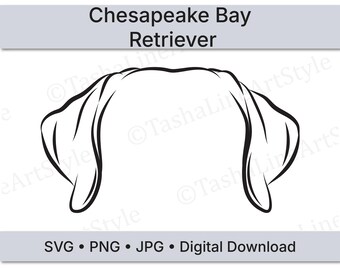 Chesapeake Bay Retriever Dog Ears SVG | Minimal Line Art Dog Ear Design | Digital Download